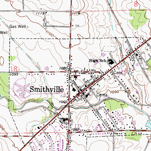 Topographic Map of Smithville United Methodist Church, OH