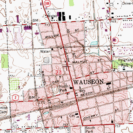 Topographic Map of Emmaus Evangelical Lutheran Church, OH