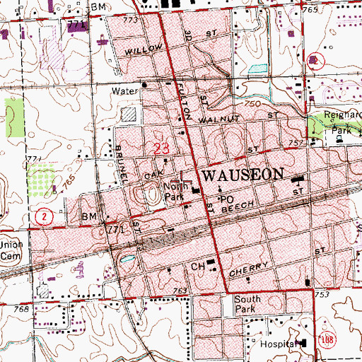 Topographic Map of Memorial Auditorium, OH