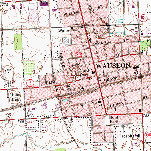 Topographic Map of North Park, OH