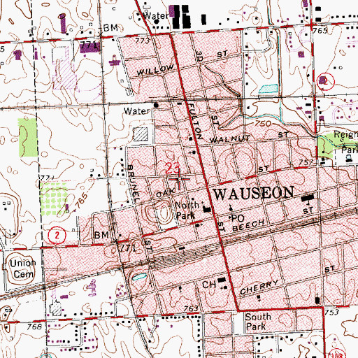 Topographic Map of Saint Caspers Roman Catholic Church, OH