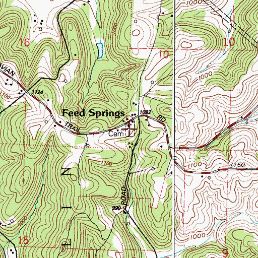 Topographic Map of Feed Spring Cemetery, OH