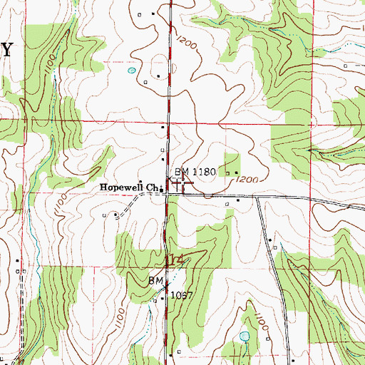 Topographic Map of Hopewell Cemetery, OH