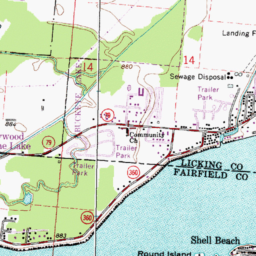 Topographic Map of Community Church, OH