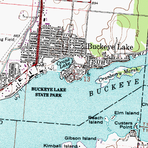 Topographic Map of Crane Island, OH
