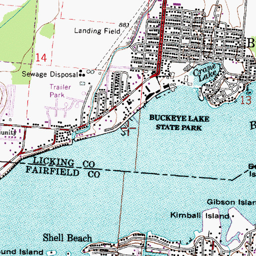Topographic Map of Watkins Island, OH