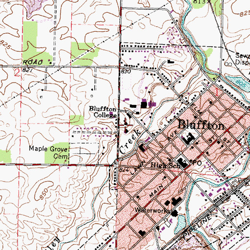 Topographic Map of College Hall, OH