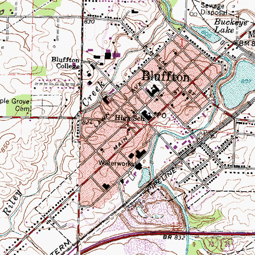Topographic Map of First Evangelical Lutheran Church, OH