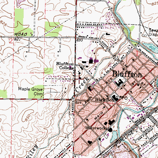 Topographic Map of Musselman Library, OH