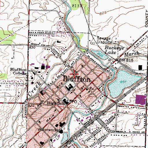 Topographic Map of Saint Marys Roman Catholic Church, OH