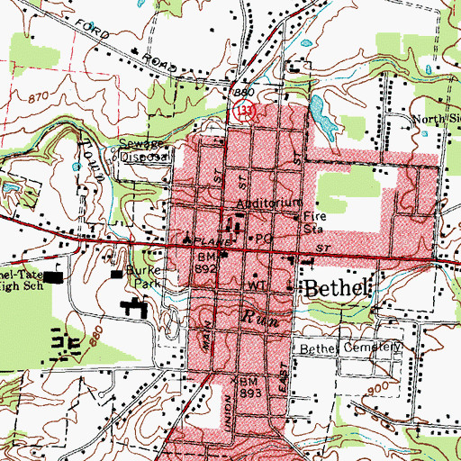 Topographic Map of Bethel Public School (historical), OH