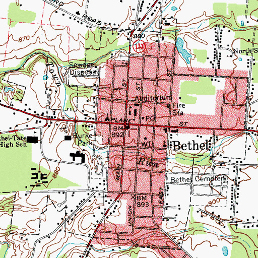 Topographic Map of Grant Memorial Community Building, OH