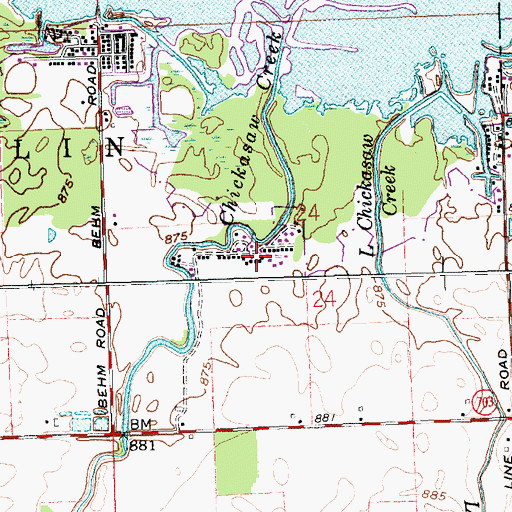 Topographic Map of Hechts Landing, OH