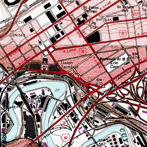 Topographic Map of Gund Arena, OH