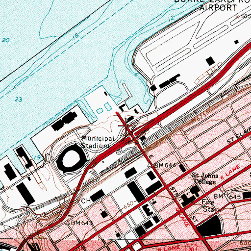 Topographic Map of Rock and Roll Hall of Fame, OH