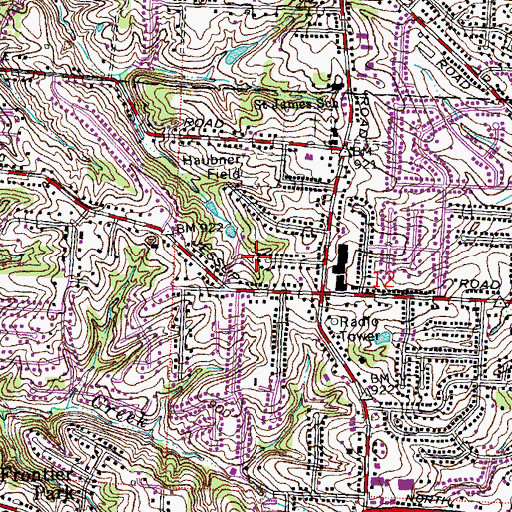 Topographic Map of Saint Jacobs, OH