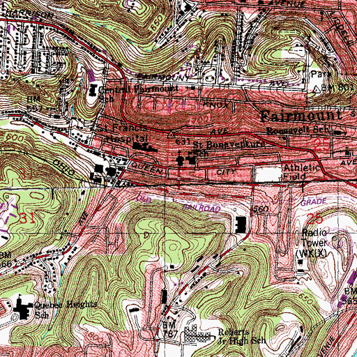 Topographic Map of Saint Peter, OH