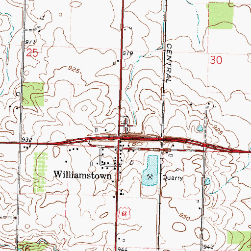 Topographic Map of Williamstown Cemetery, OH