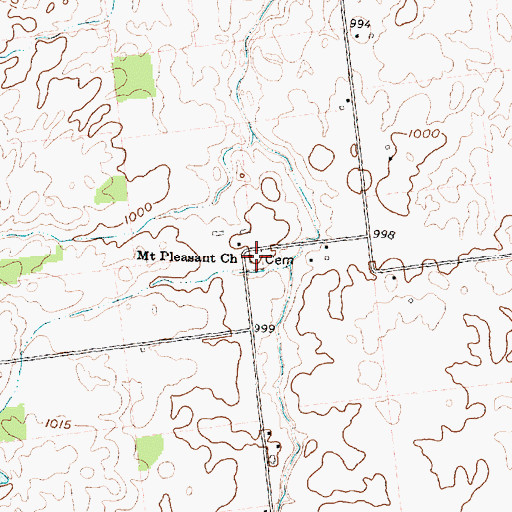 Topographic Map of Mount Pleasant Cemetery, OH