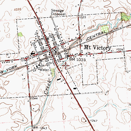 Topographic Map of Mount Victory Cemetery, OH