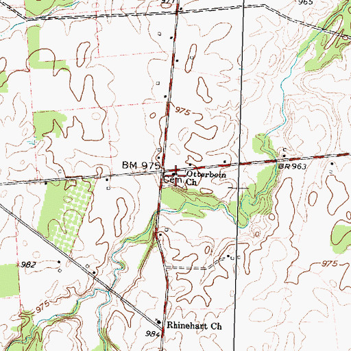 Topographic Map of Otterbein Cemetery, OH