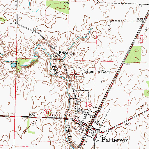 Topographic Map of Patterson Cemetery, OH
