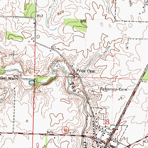Topographic Map of Price Cemetery, OH
