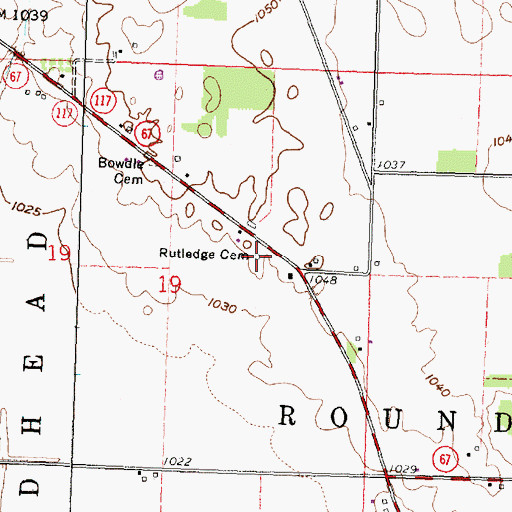 Topographic Map of Rutledge Cemetery, OH