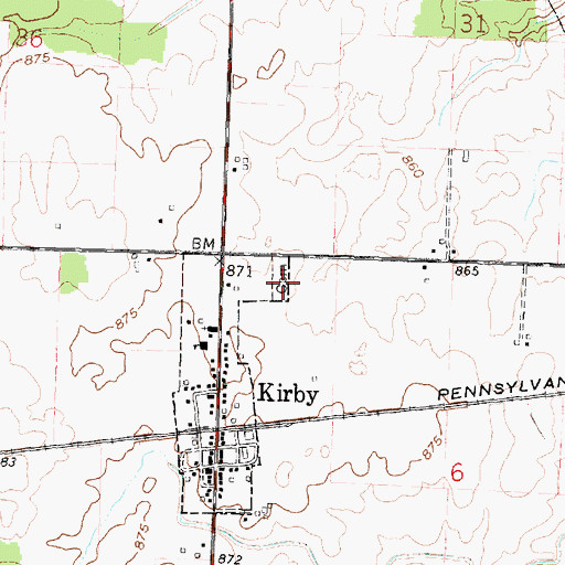 Topographic Map of Saint Marys Cemetery, OH