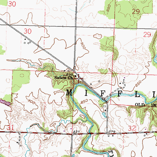 Topographic Map of Salem Cemetery, OH