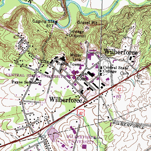 Topographic Map of Arnett Hall, OH