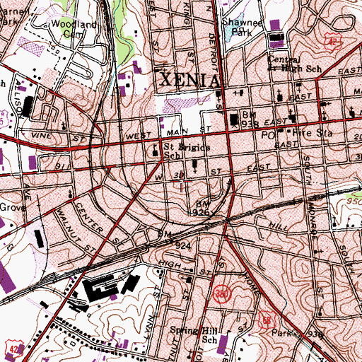 Topographic Map of Evangel United Brethren Church, OH