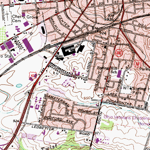 Topographic Map of First Pentecostal Church, OH