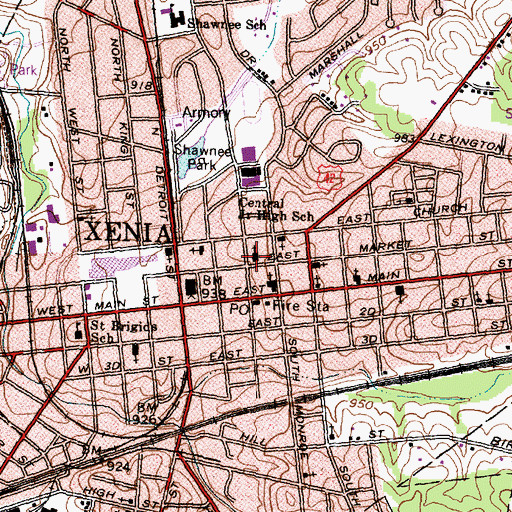 Topographic Map of First United Presbyterian Church, OH