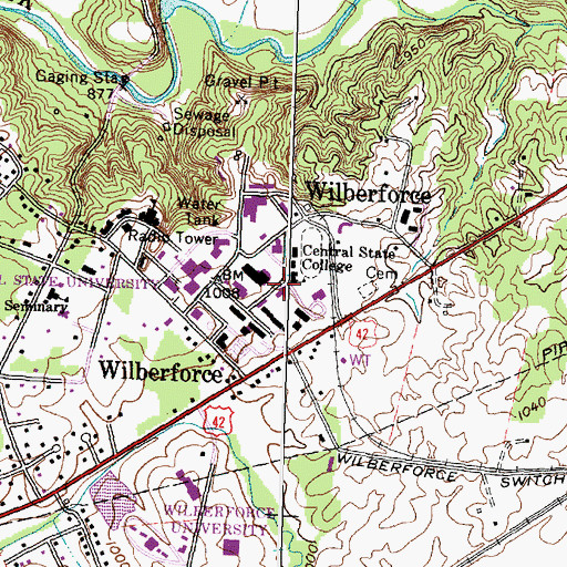 Topographic Map of Hallie Q Brown Library, OH
