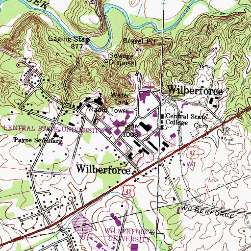 Topographic Map of Jenkins Hall, OH