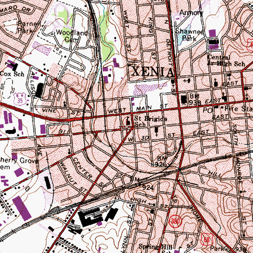 Topographic Map of Saint Brigids Roman Catholic Church, OH