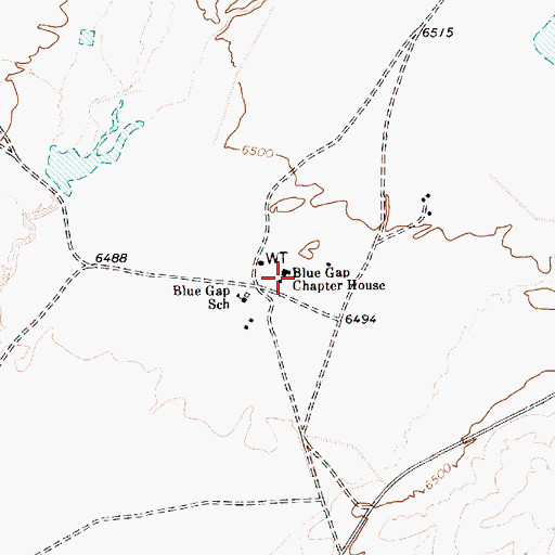 Topographic Map of Blue Gap Chapter House, AZ