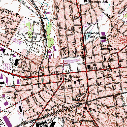 Topographic Map of Second United Presbyterian Church, OH