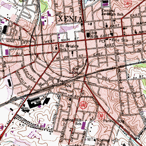 Topographic Map of Shawnee Run, OH