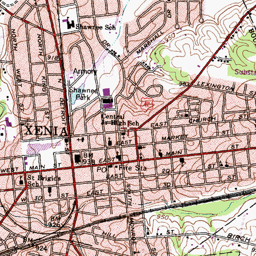 Topographic Map of Xenia Female Academy (historical), OH