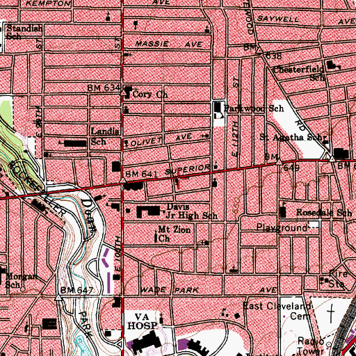 Topographic Map of Calvary Church of God in Christ, OH