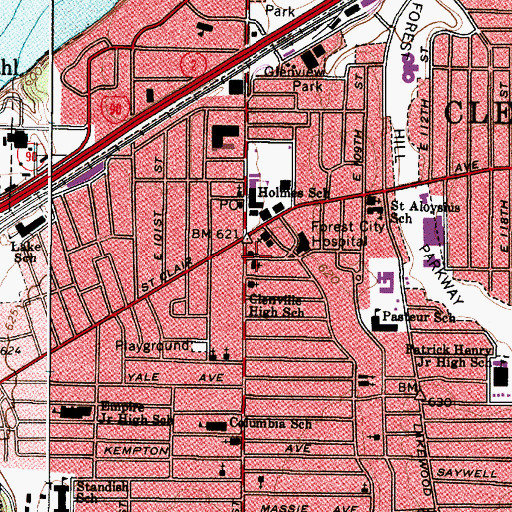 Topographic Map of Central Christian Church, OH
