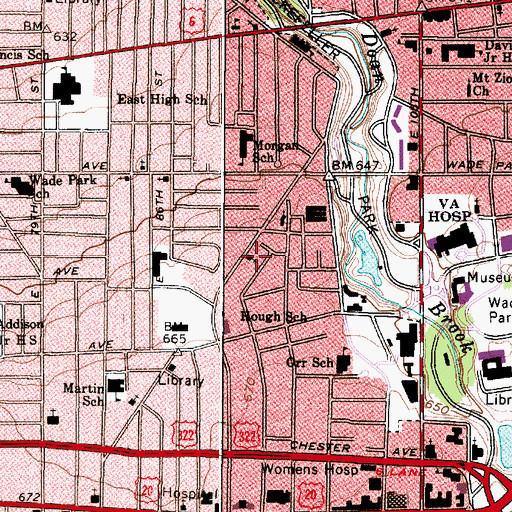 Topographic Map of Crawford Road Christian Church, OH