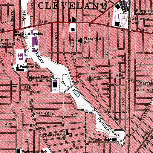Topographic Map of East End Missionary Baptist Church, OH