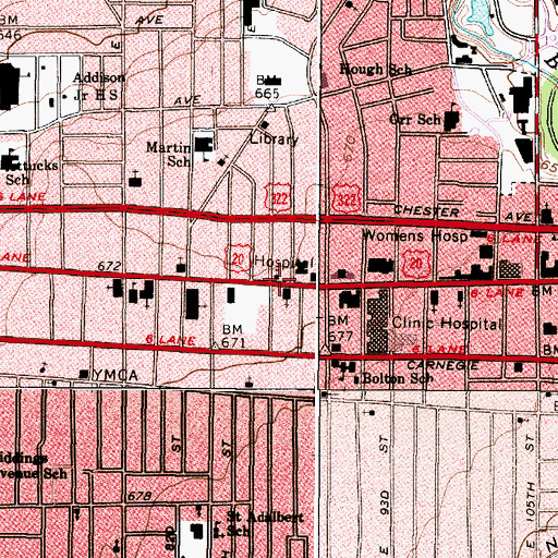 Topographic Map of Euclid Avenue Church of God, OH