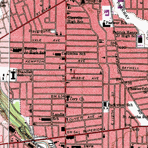 Topographic Map of Evangelistic Baptist Church, OH
