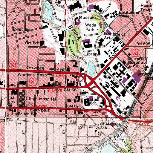 Topographic Map of Cleveland Police Department Third District Headquarters, OH