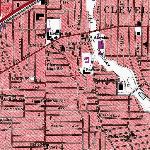 Topographic Map of Franklin D Roosevelt Academy, OH