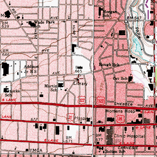 Topographic Map of Hough Branch Cleveland Public Library, OH